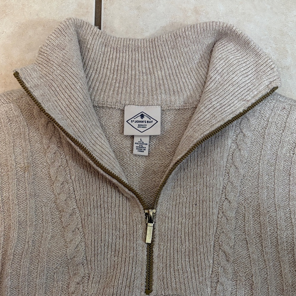 St. John's Bay women Cream Zip-Up Sweater